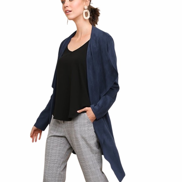 Career Faux Suede Cardigan - Picture 1 of 5